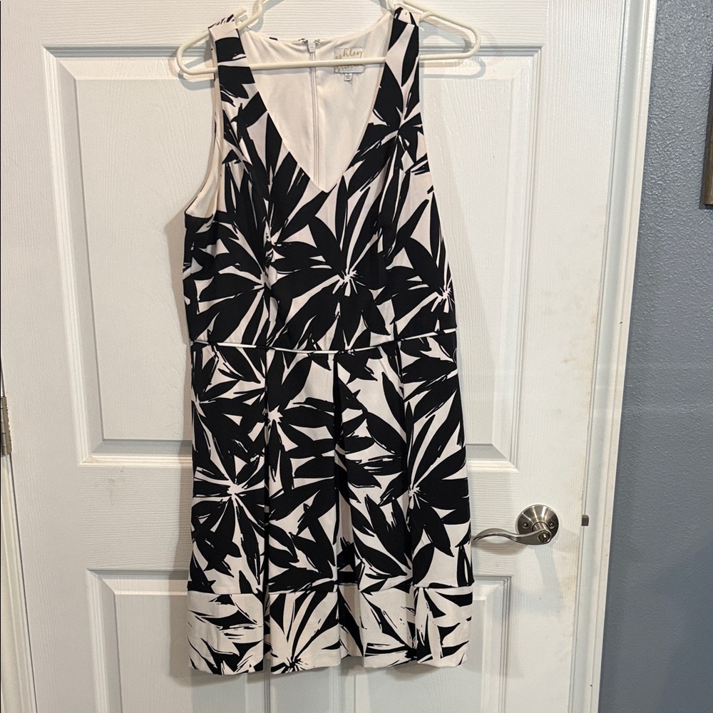 Ashley Graham Black and White Floral  Dress